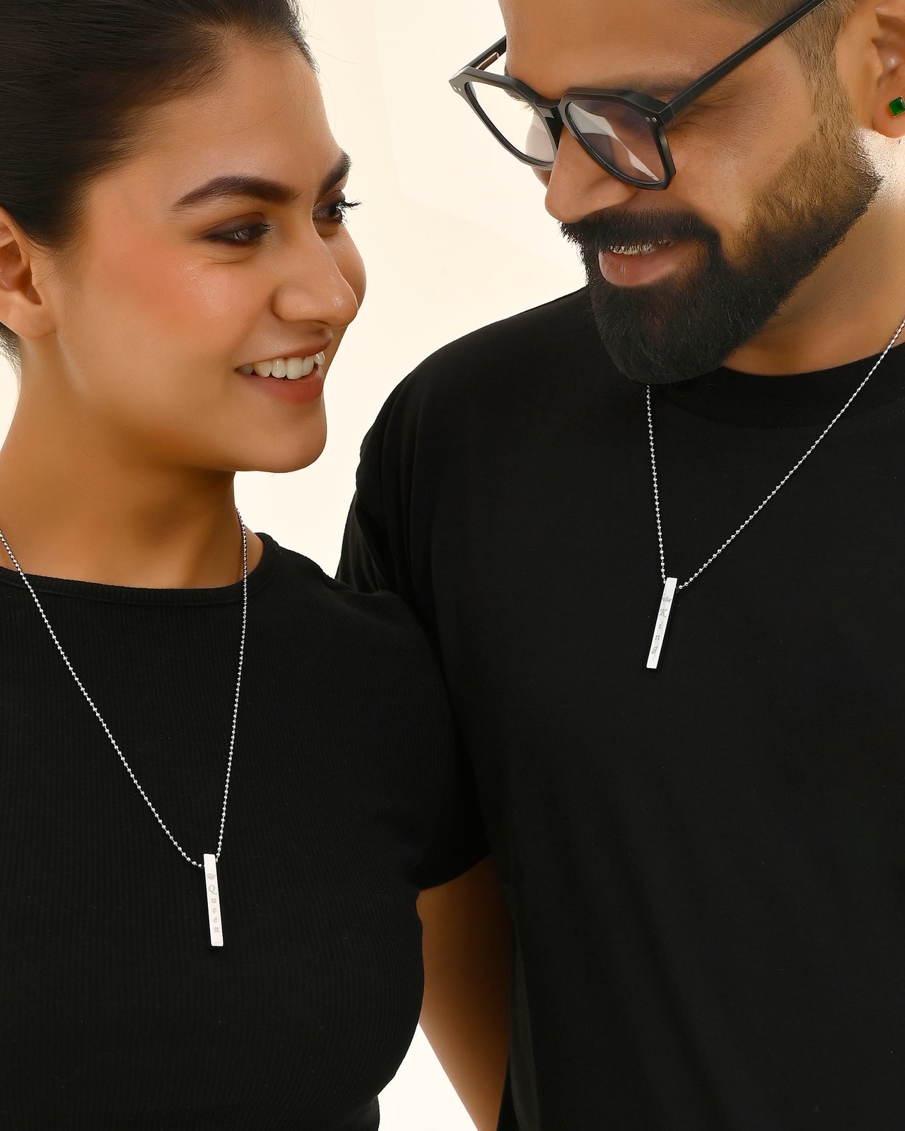 VOJ Silver Plated Couple King & Queen Chain Set