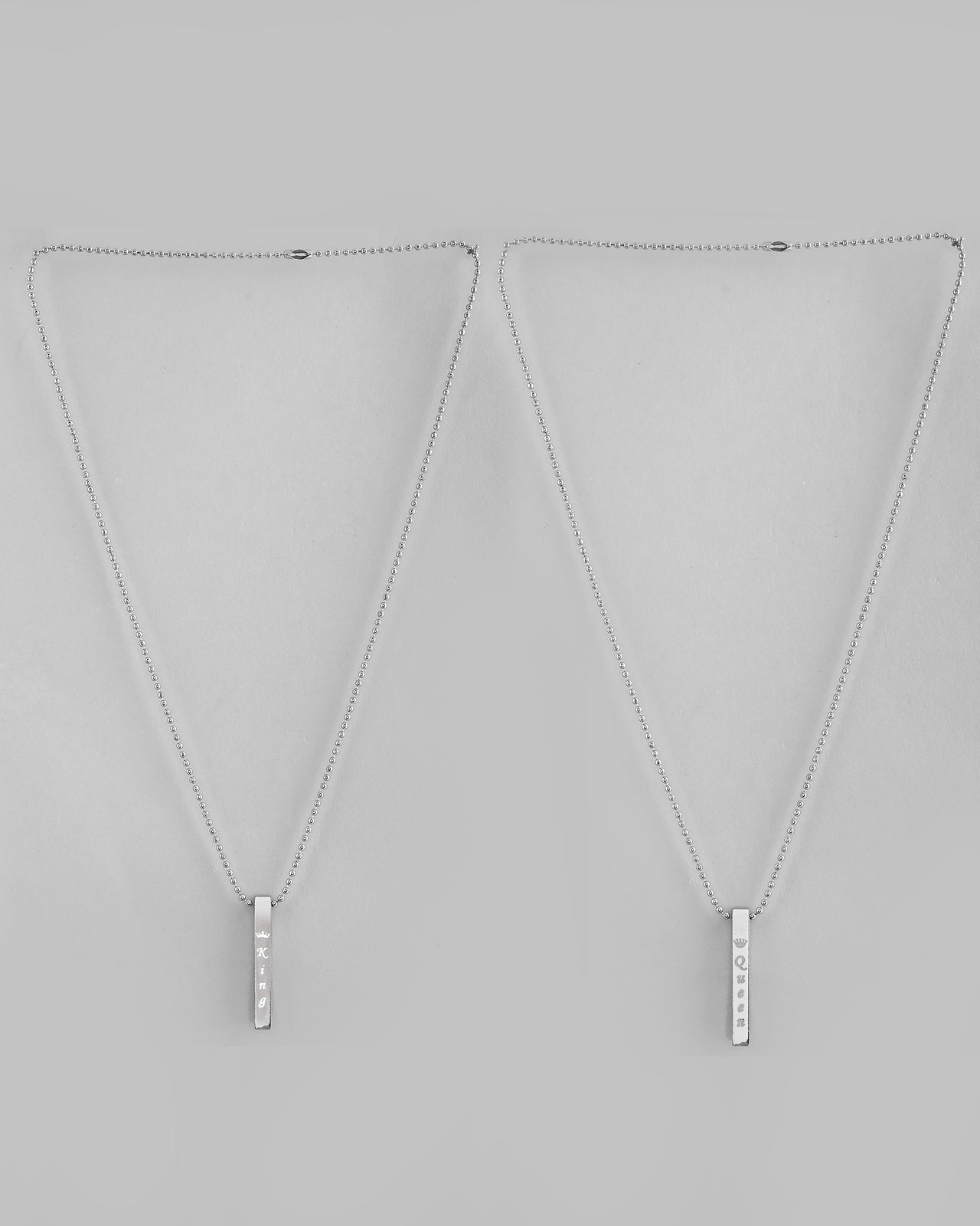 VOJ Silver Plated Couple King & Queen Chain Set