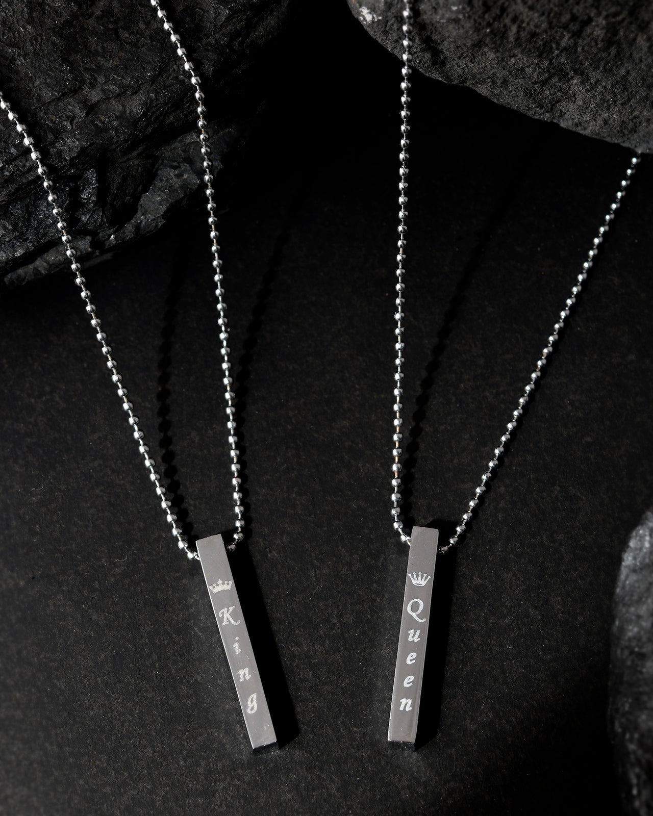 VOJ Silver Plated Couple King & Queen Chain Set
