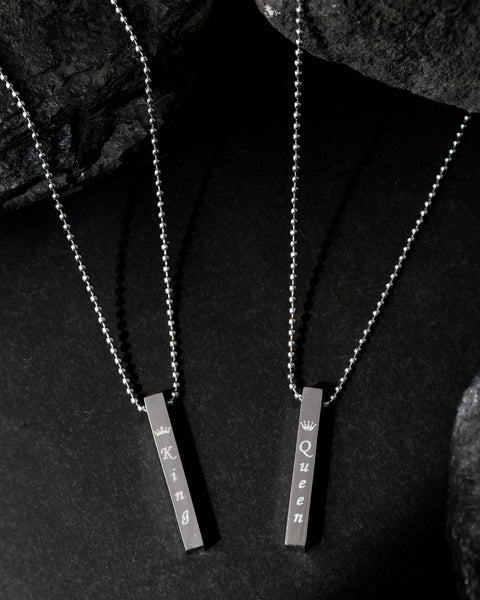 VOJ Silver Plated Couple King & Queen Chain Set