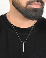 Thumbnail for VOJ Silver Plated Men Chain With Rectangular Shaped AD Stone Studded Pendent - Distacart