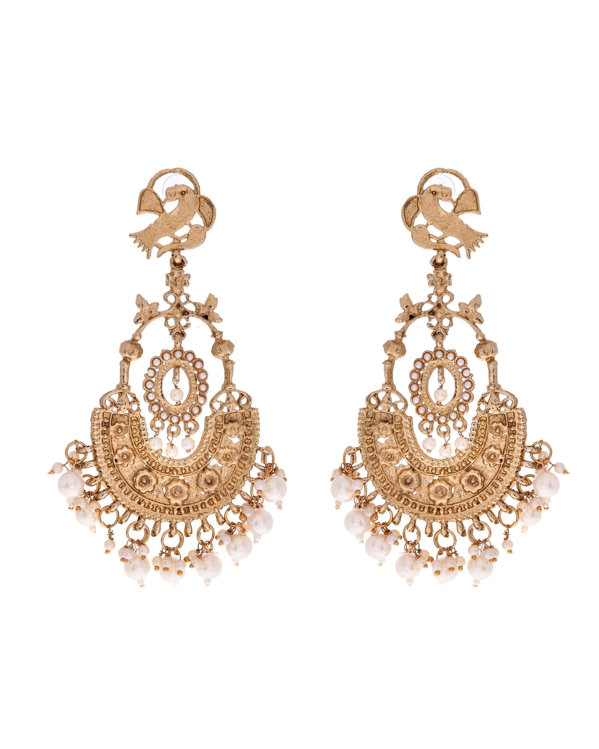 VOJ Copper Plated Designer Long Drop Earrings - Distacart