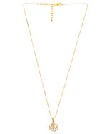 Thumbnail for VOJ Gold-Polished Flower Shaped Ad Studded Pendant With Chain - Distacart