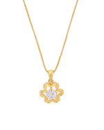 Thumbnail for VOJ Gold-Polished Flower Shaped Ad Studded Pendant With Chain - Distacart