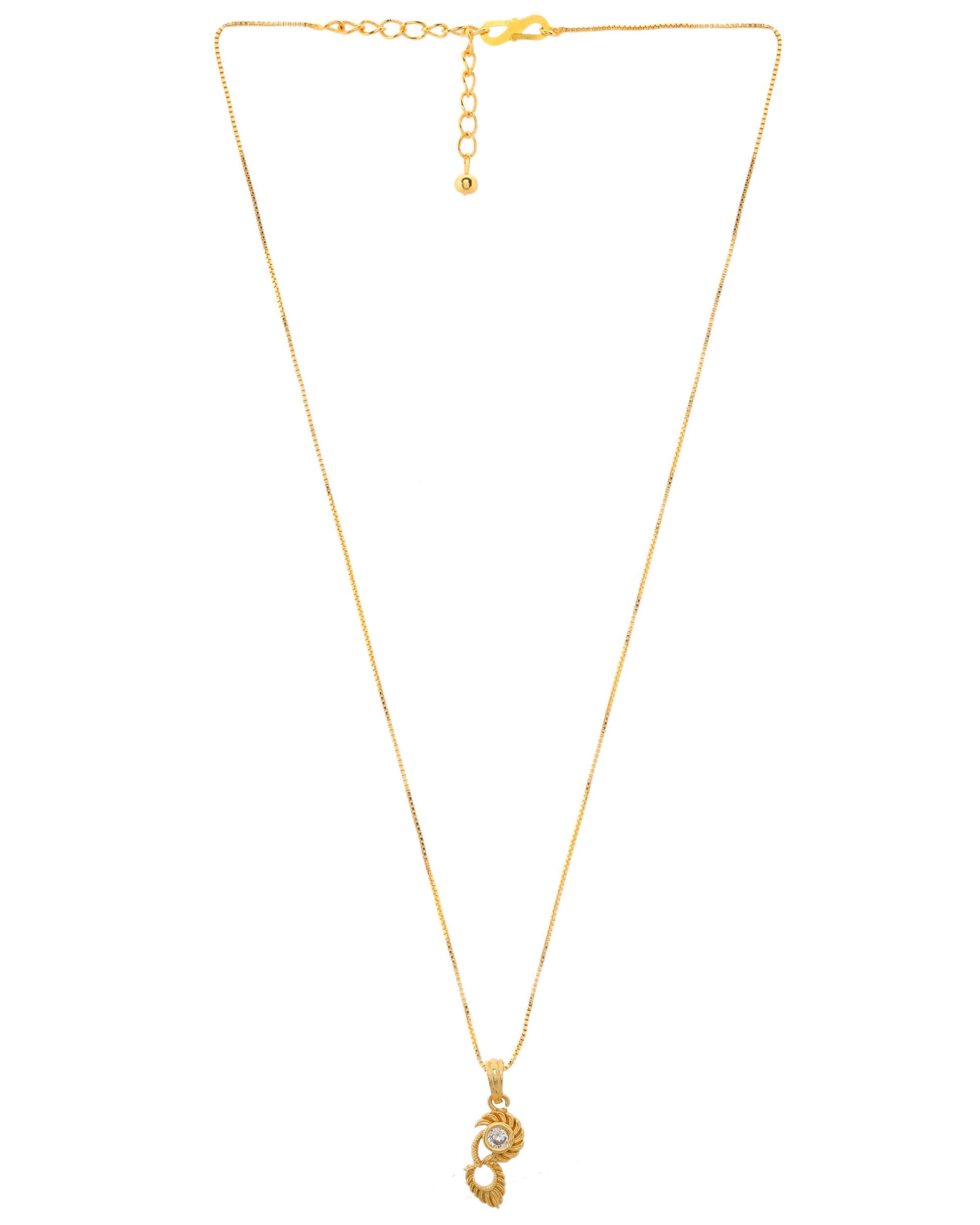 VOJ Gold-Polished Designer Ad Studded Pendant With Chain - Distacart