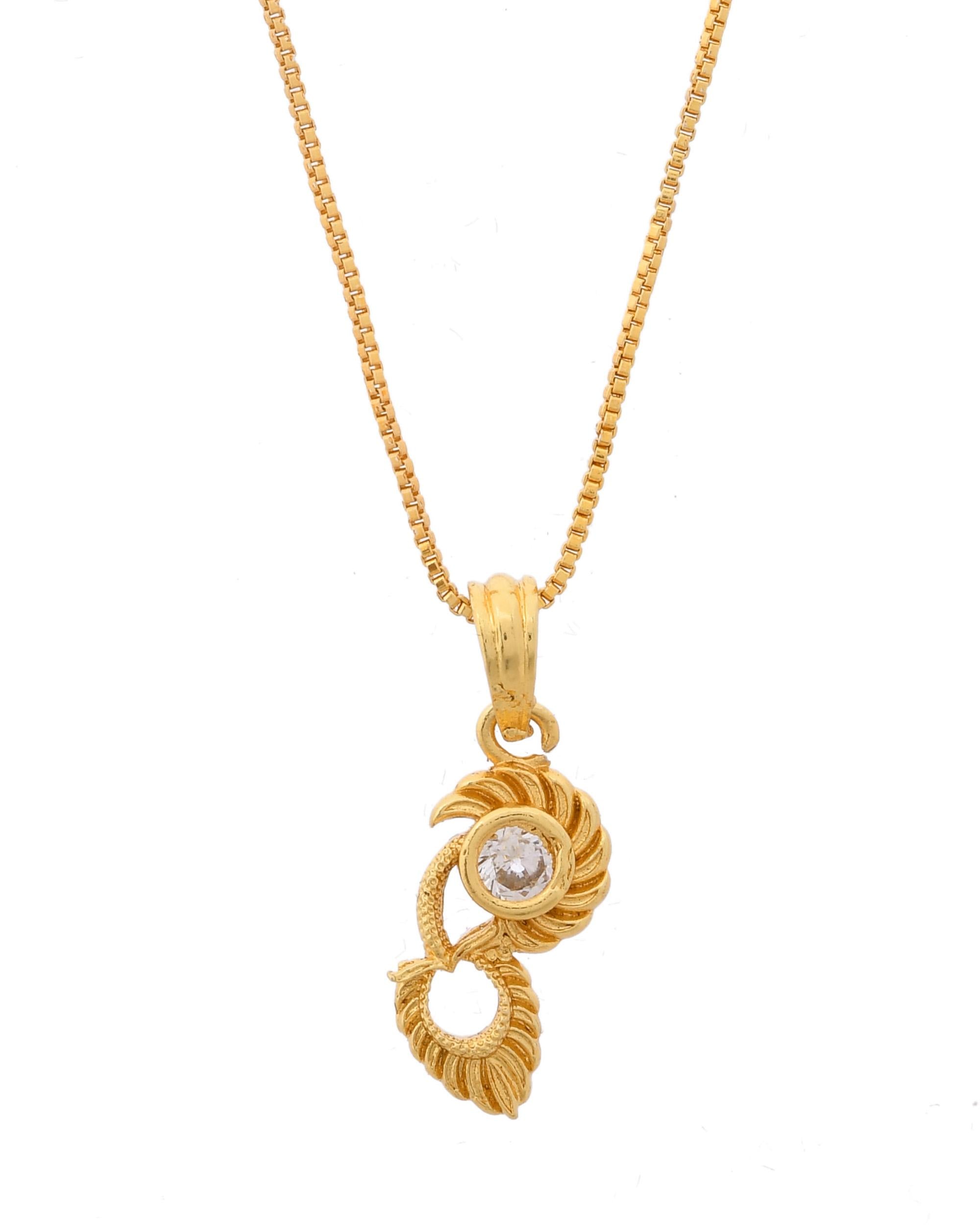 VOJ Gold-Polished Designer Ad Studded Pendant With Chain - Distacart