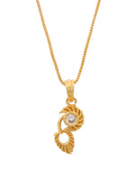Thumbnail for VOJ Gold-Polished Designer Ad Studded Pendant With Chain - Distacart