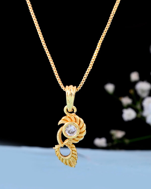 VOJ Gold-Polished Designer Ad Studded Pendant With Chain - Distacart