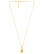 Thumbnail for VOJ Gold-Polished Flower Shaped Ad Studded Pendant With Chain - Distacart
