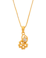 Thumbnail for VOJ Gold-Polished Flower Shaped Ad Studded Pendant With Chain - Distacart