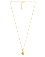 Thumbnail for VOJ Gold-Polished Plant Shaped Ad Studded Pendant With Chain - Distacart