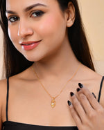 Thumbnail for VOJ Gold-Polished Designer Ad Studded Pendant With Chain - Distacart