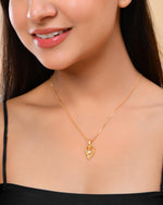 Thumbnail for VOJ Gold-Polished Designer Ad Studded Pendant With Chain - Distacart