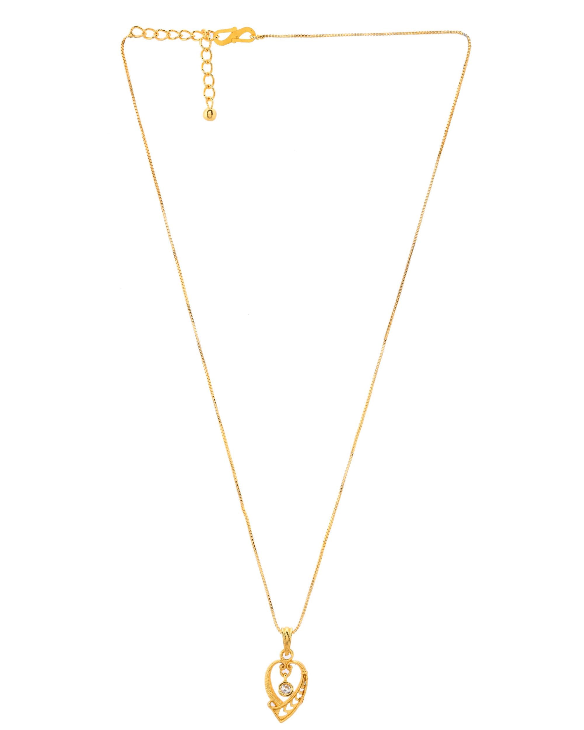 VOJ Gold-Polished Designer Ad Studded Pendant With Chain - Distacart