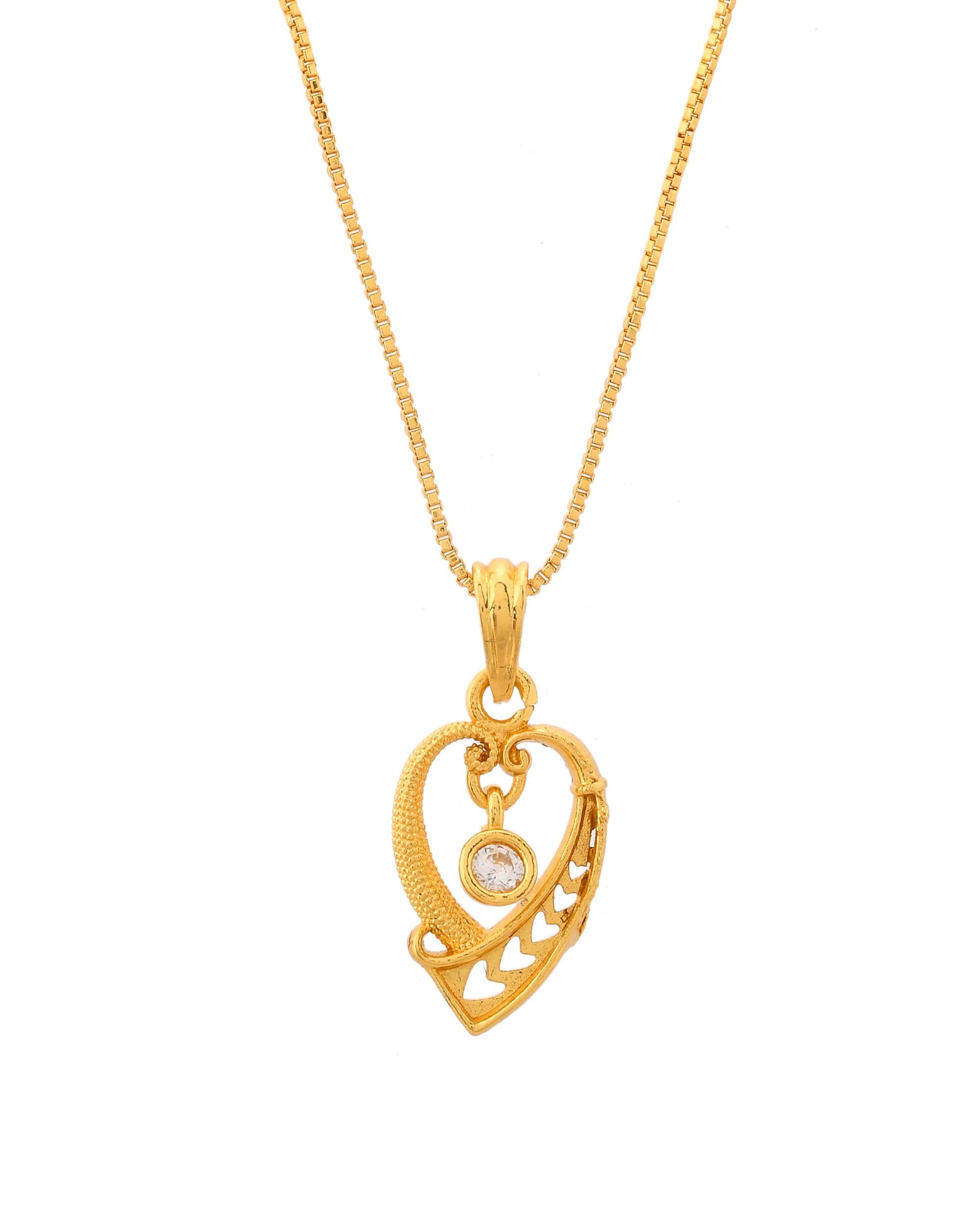 VOJ Gold-Polished Designer Ad Studded Pendant With Chain - Distacart