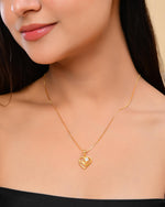Thumbnail for VOJ Gold-Polished Heart Shaped Ad Studded Pendant With Chain - Distacart