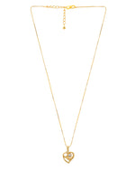 Thumbnail for VOJ Gold-Polished Heart Shaped Ad Studded Pendant With Chain - Distacart