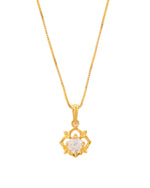 Thumbnail for VOJ Gold-Polished Flower Shaped Ad Studded Pendant With Chain - Distacart