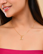 Thumbnail for VOJ Gold-Polished Designer Ad Studded Pendant With Chain - Distacart