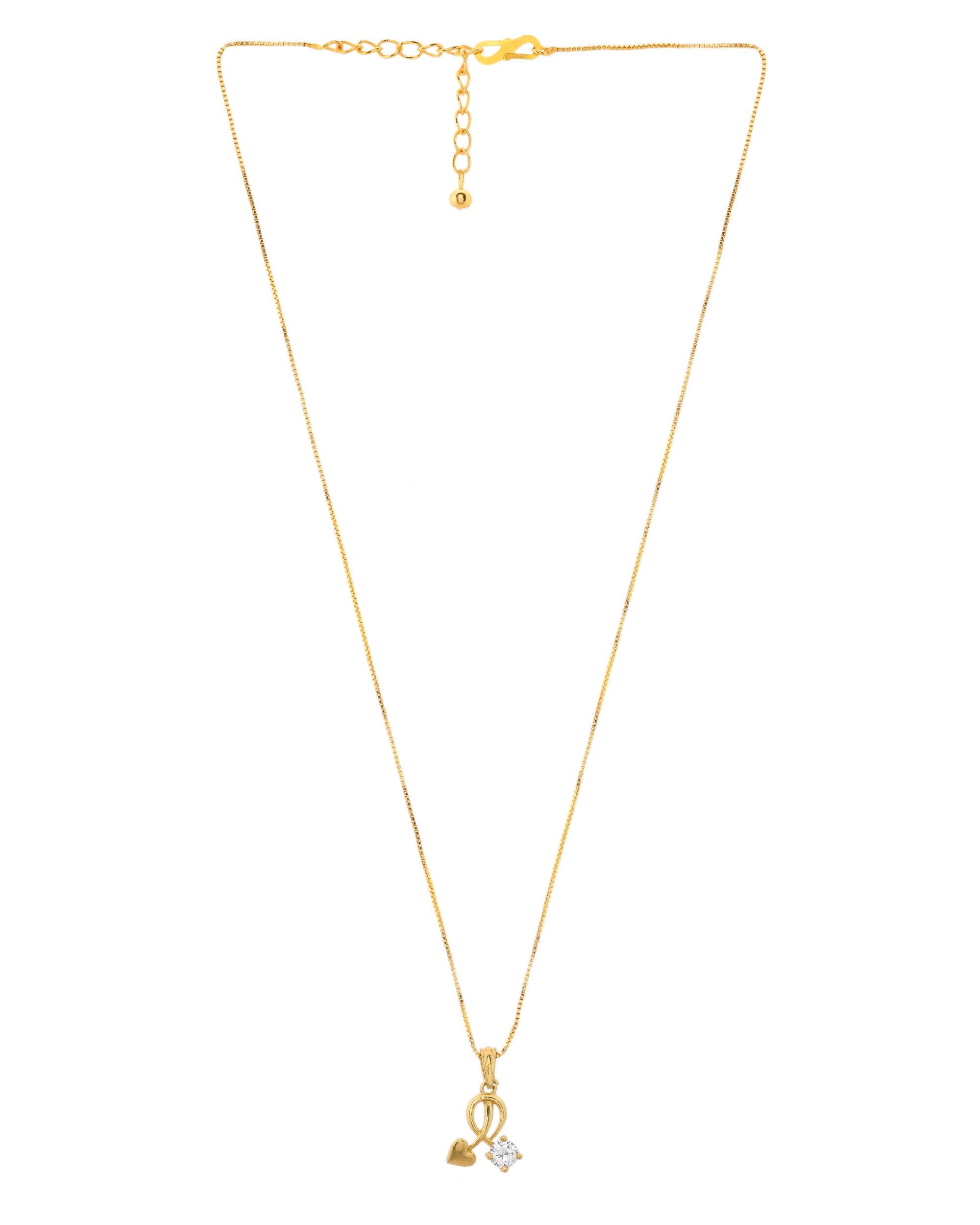 VOJ Gold-Polished Designer Ad Studded Pendant With Chain - Distacart