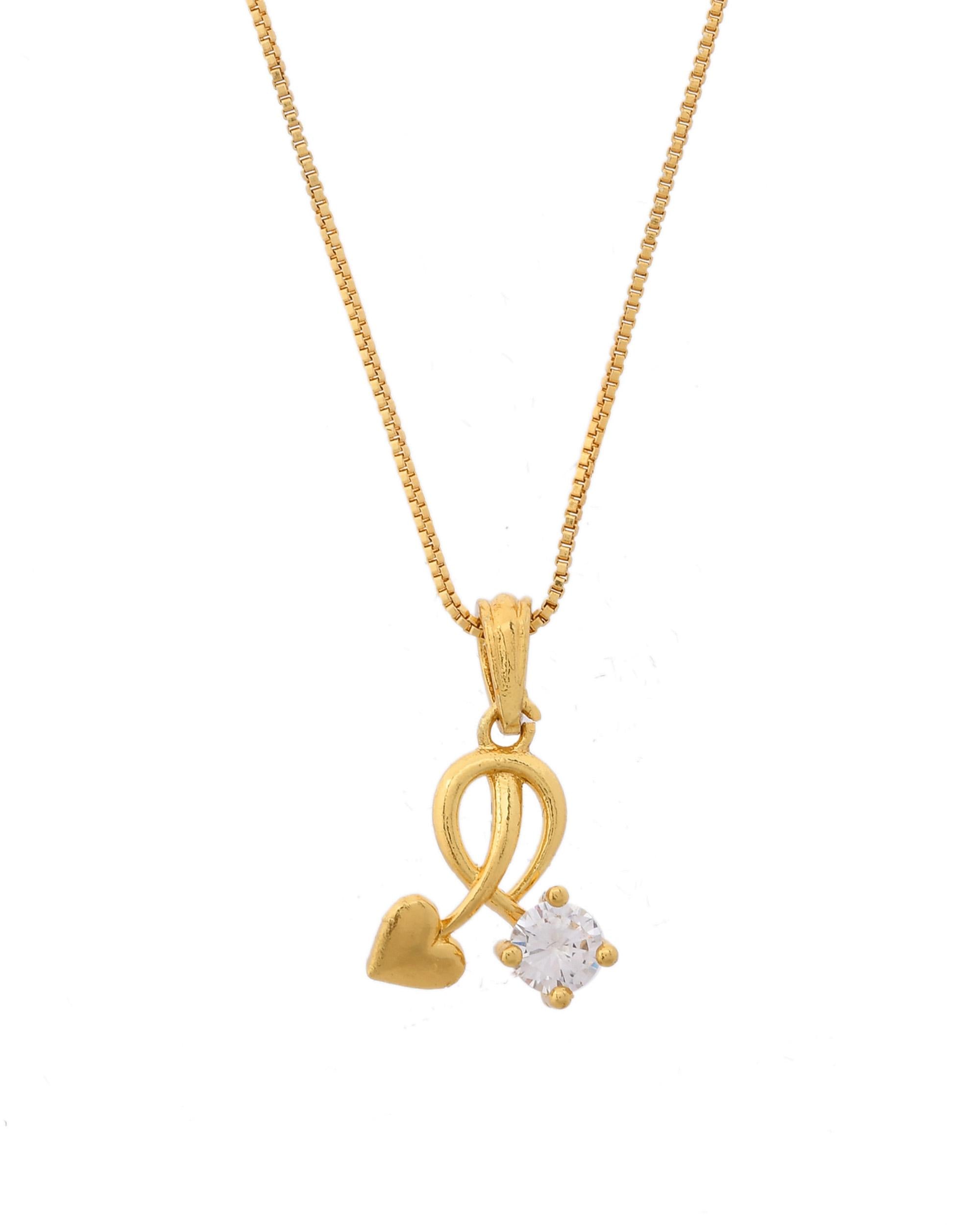 VOJ Gold-Polished Designer Ad Studded Pendant With Chain - Distacart