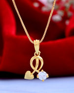 Thumbnail for VOJ Gold-Polished Designer Ad Studded Pendant With Chain - Distacart