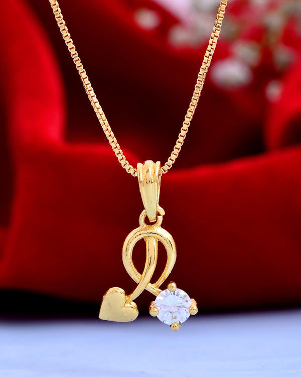 VOJ Gold-Polished Designer Ad Studded Pendant With Chain - Distacart