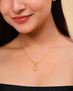 Thumbnail for VOJ Gold-Polished Designer Ad Studded Pendant With Chain - Distacart