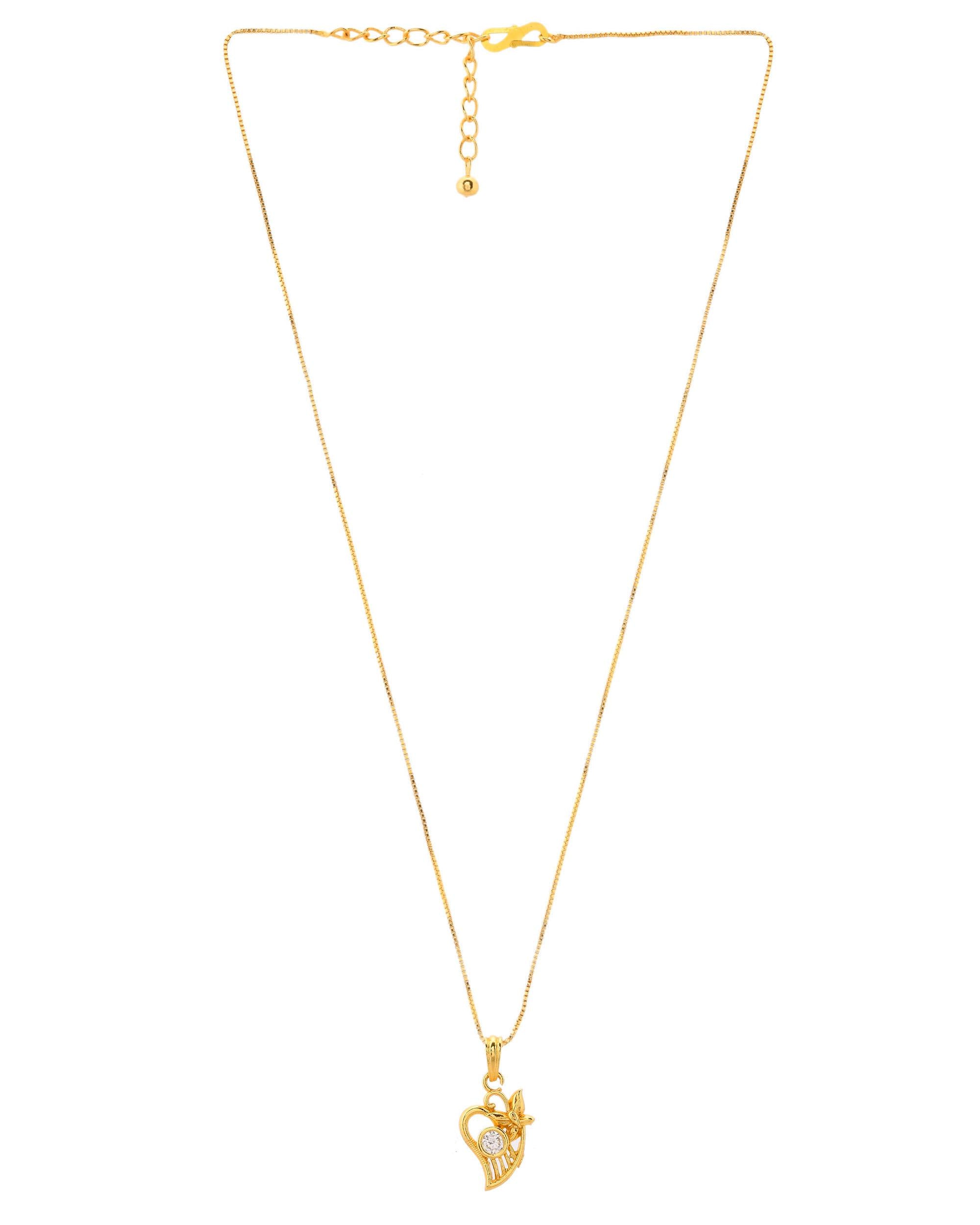 VOJ Gold-Polished Designer Ad Studded Pendant With Chain - Distacart