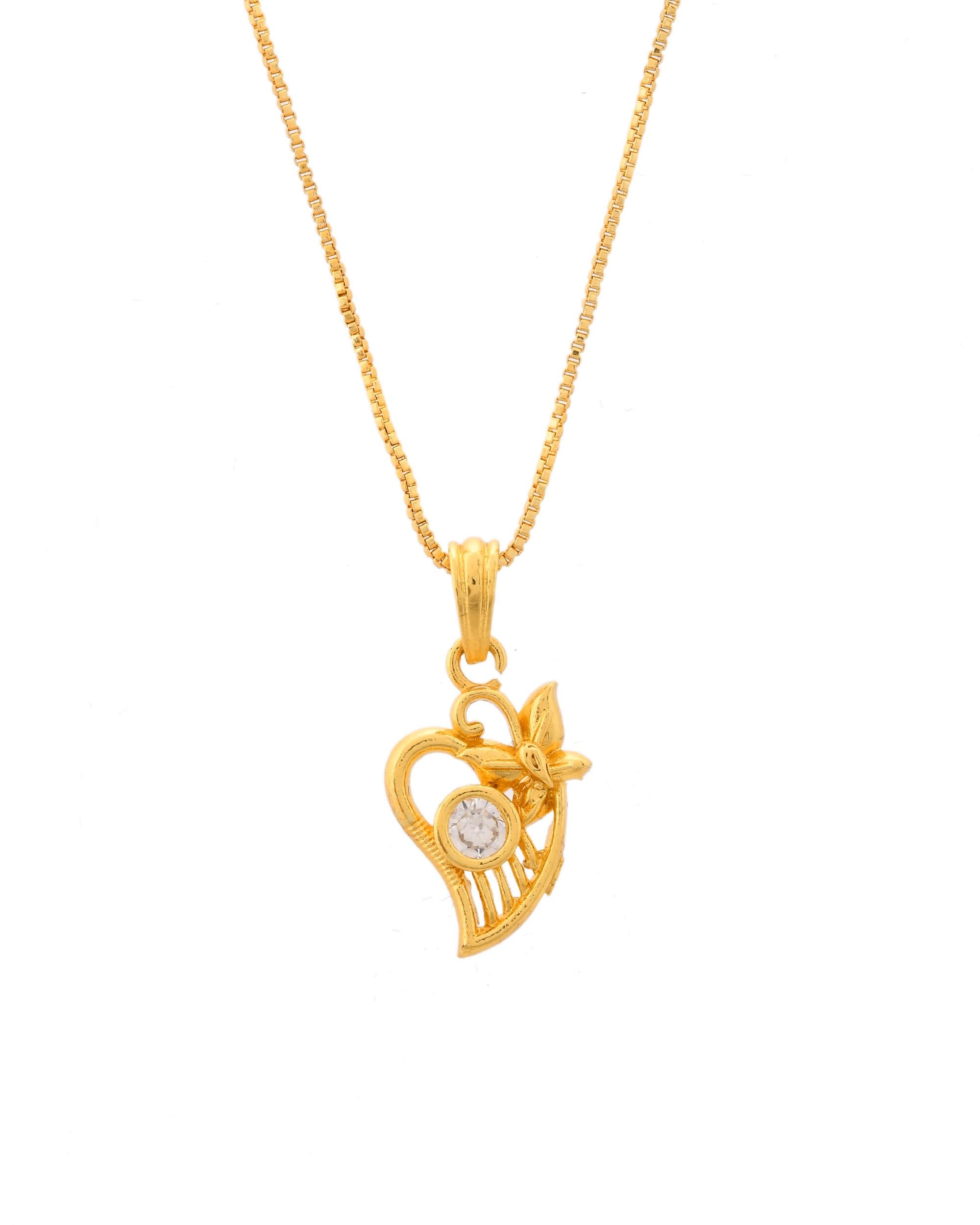 VOJ Gold-Polished Designer Ad Studded Pendant With Chain - Distacart