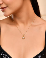 Thumbnail for VOJ Gold-Polished Flower Shaped AD Studded Pandent With Chain - Distacart