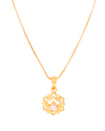 Thumbnail for VOJ Gold-Polished Flower Shaped AD Studded Pandent With Chain - Distacart