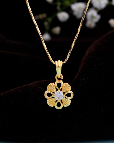 VOJ Gold-Polished Heart Shaped Ad Studded Pendant With Chain - Distacart