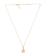 Thumbnail for VOJ Gold-Polished Flower Shaped Ad Studded Pendant With Chain - Distacart
