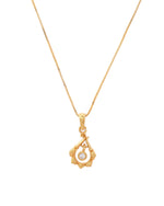 Thumbnail for VOJ Gold-Polished Flower Shaped Ad Studded Pendant With Chain - Distacart