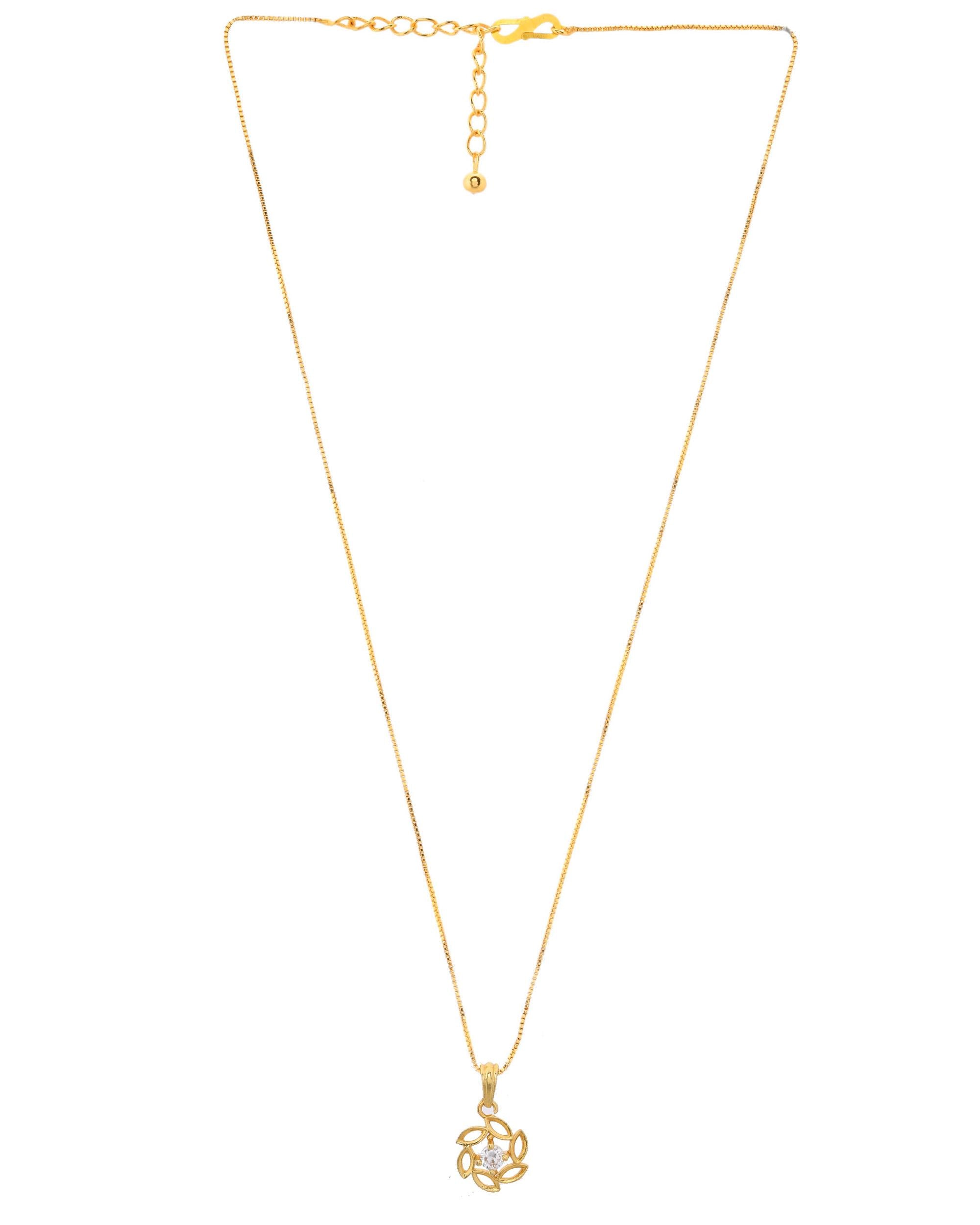 VOJ Gold-Polished Designer Ad Studded Pendant With Chain - Distacart