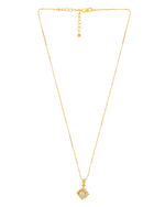 Thumbnail for VOJ Gold-Polished Flower Shaped Ad Studded Pendant With Chain - Distacart