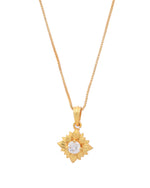 Thumbnail for VOJ Gold-Polished Flower Shaped Ad Studded Pendant With Chain - Distacart
