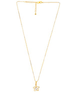 Thumbnail for VOJ Gold-Polished Flower Shaped Ad Studded Pendant With Chain - Distacart