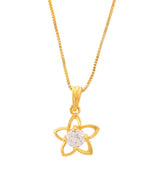 Thumbnail for VOJ Gold-Polished Flower Shaped Ad Studded Pendant With Chain - Distacart