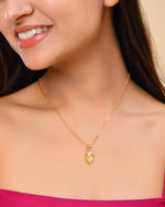 Thumbnail for VOJ Gold-Polished Designer Ad Studded Pendant With Chain - Distacart