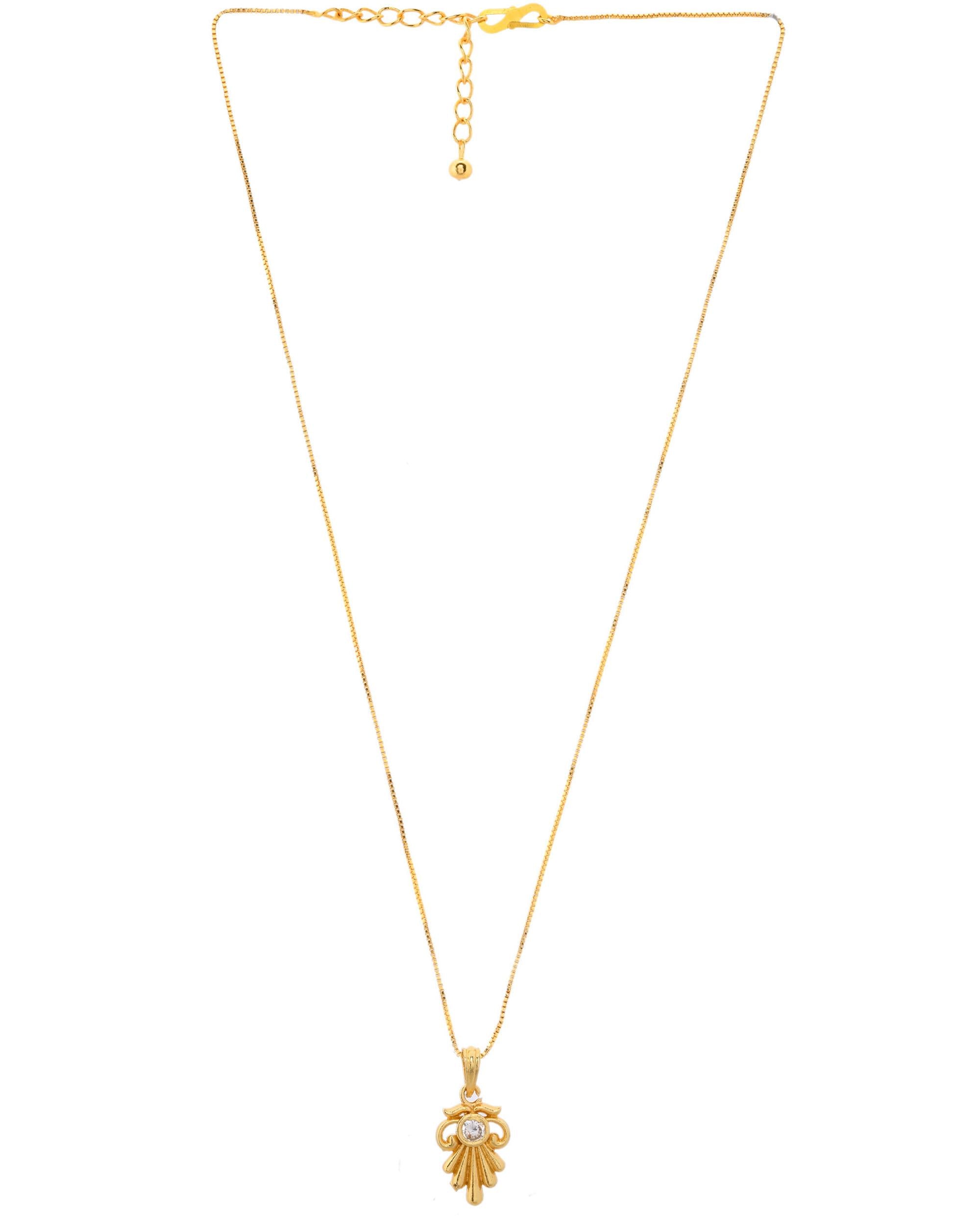 VOJ Gold-Polished Designer Ad Studded Pendant With Chain - Distacart