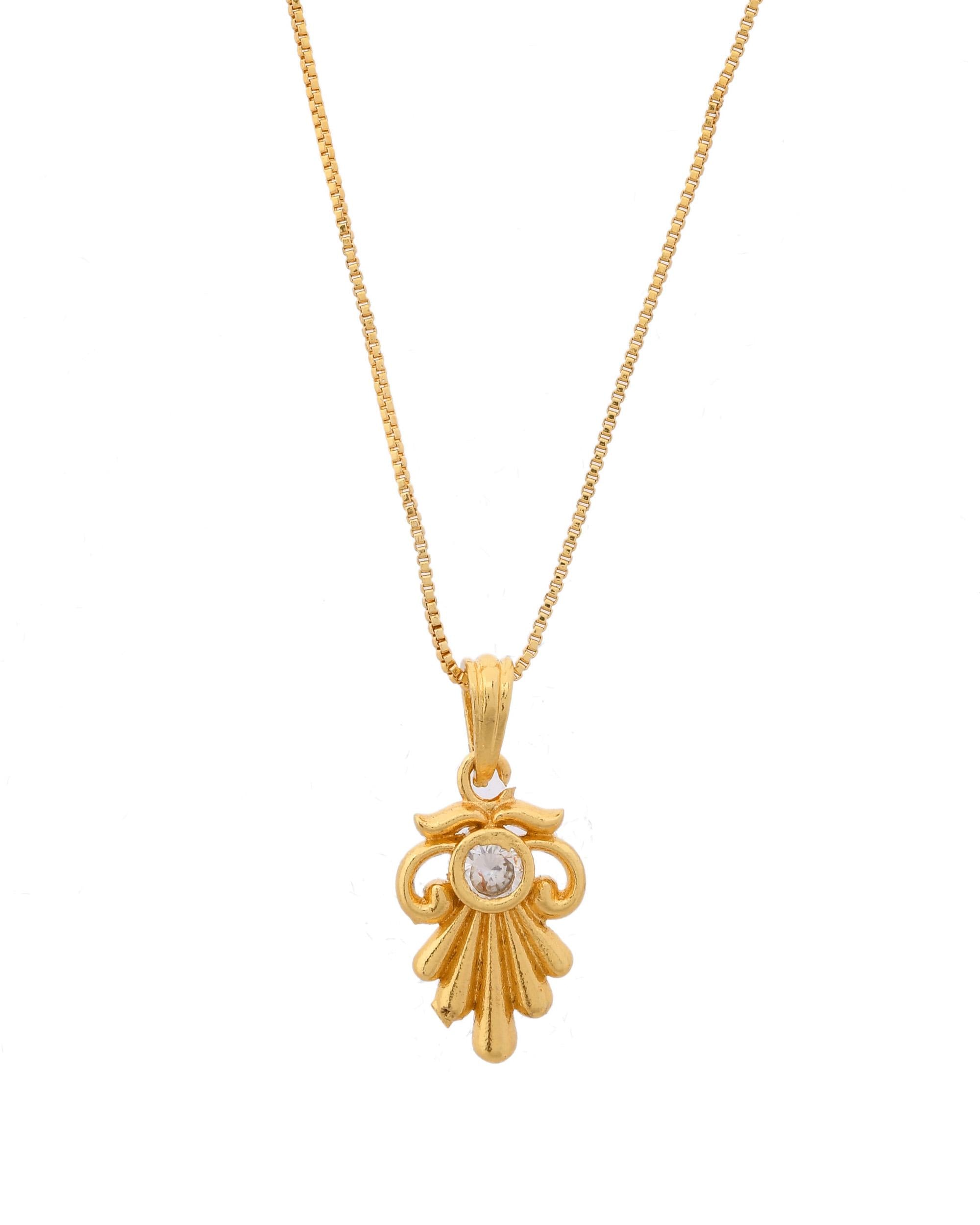 VOJ Gold-Polished Designer Ad Studded Pendant With Chain - Distacart