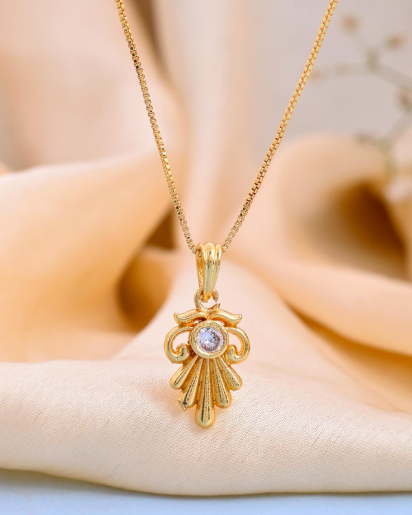 VOJ Gold-Polished Designer Ad Studded Pendant With Chain - Distacart