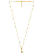 Thumbnail for VOJ Gold-Polished Flower Shaped Ad Studded Pendant With Chain - Distacart