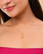 Thumbnail for VOJ Gold-Polished Designer Ad Studded Pendant With Chain - Distacart
