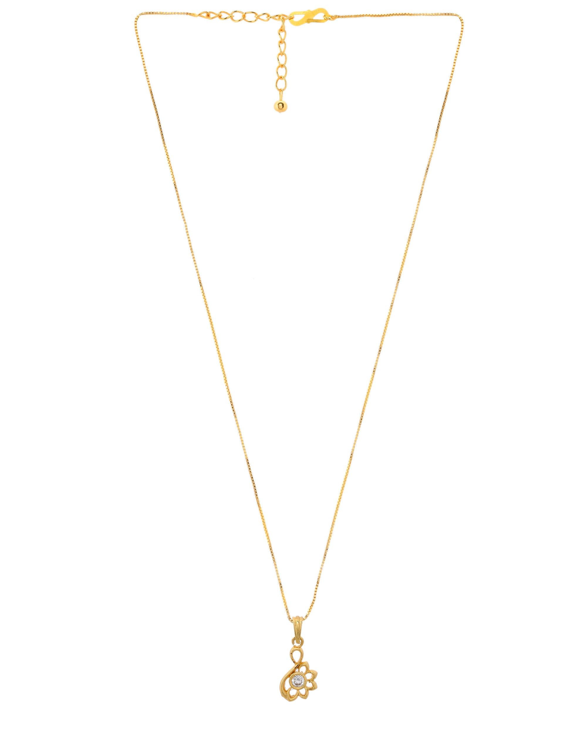 VOJ Gold-Polished Designer Ad Studded Pendant With Chain - Distacart
