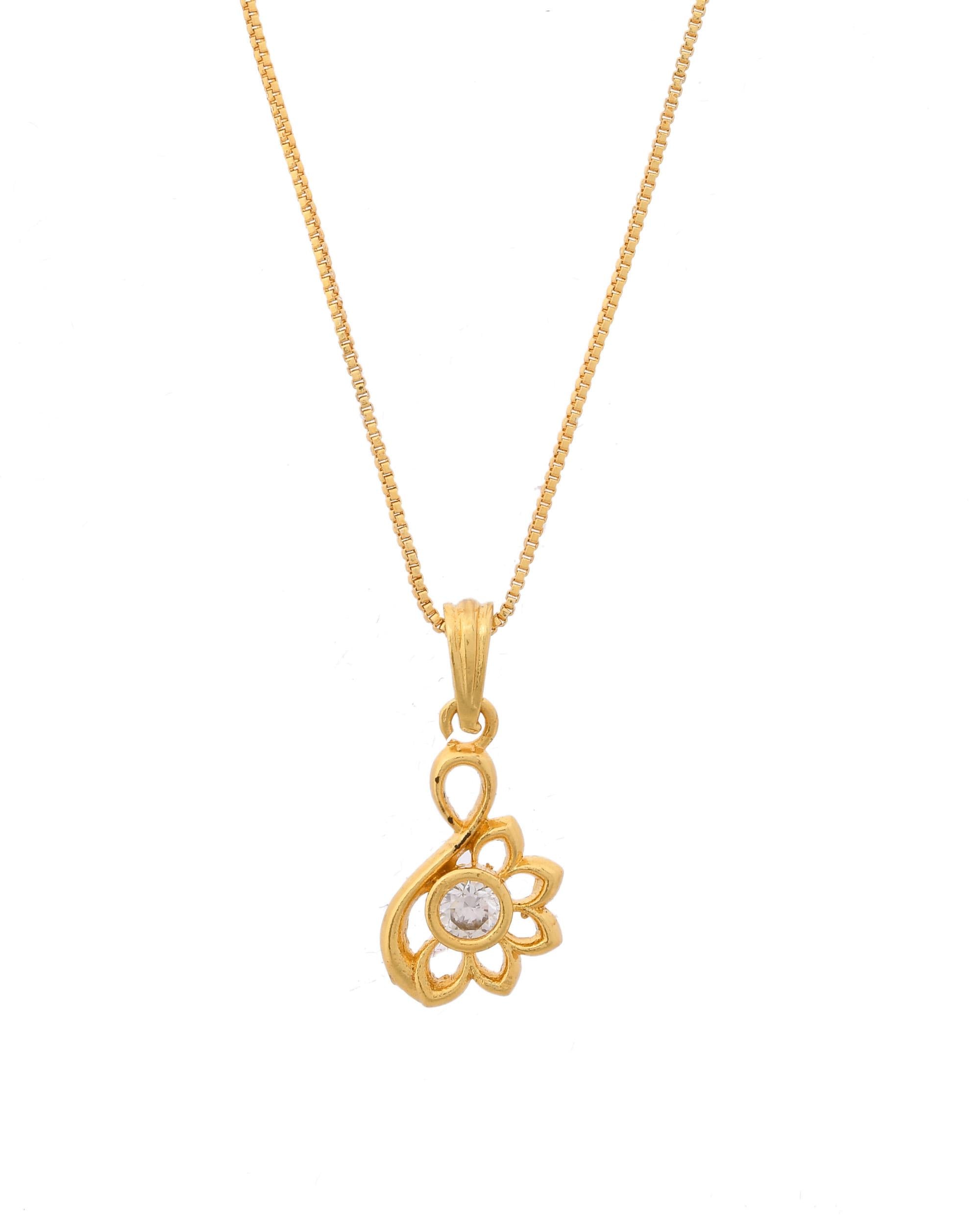 VOJ Gold-Polished Designer Ad Studded Pendant With Chain - Distacart