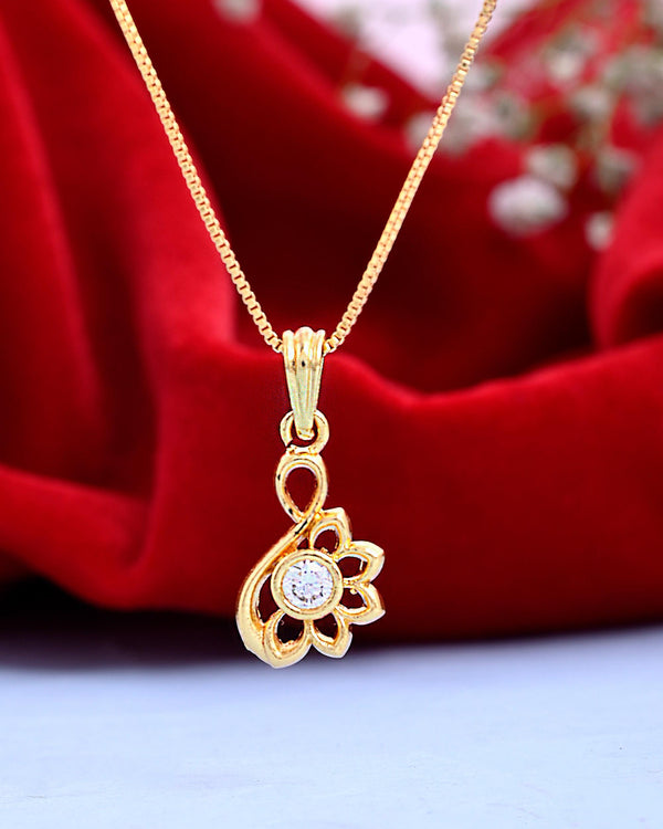 VOJ Gold-Polished Designer Ad Studded Pendant With Chain - Distacart