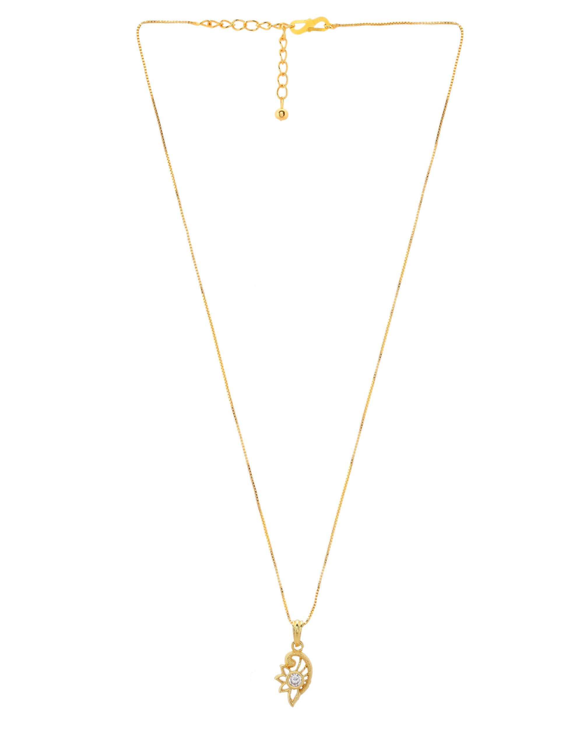 VOJ Gold-Polished Designer Ad Studded Pendant With Chain - Distacart